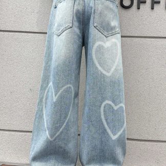 デニム パンツ キッズ 女の子 ハート ワイドパンツ